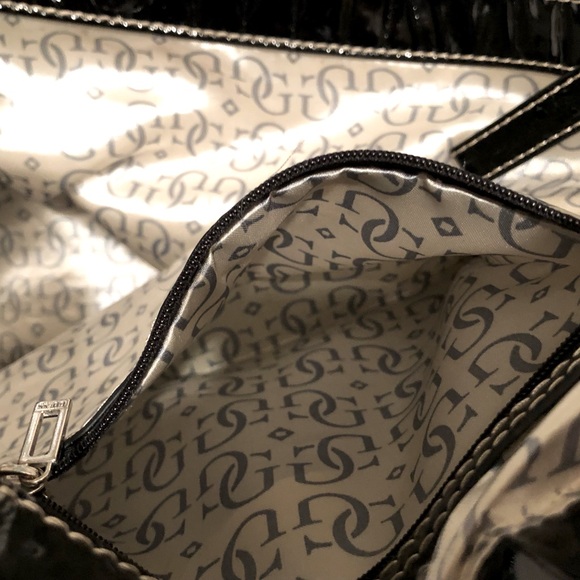 Guess Black Patent Leather Tote Shoulder Bag Large - Picture 15 of 15